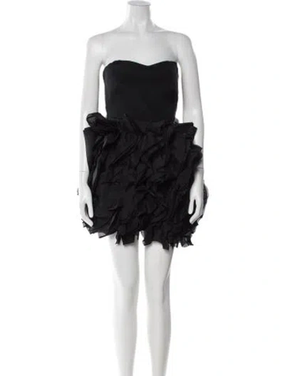 Pre-owned Marchesa Notte Silk Mini Dress In Black