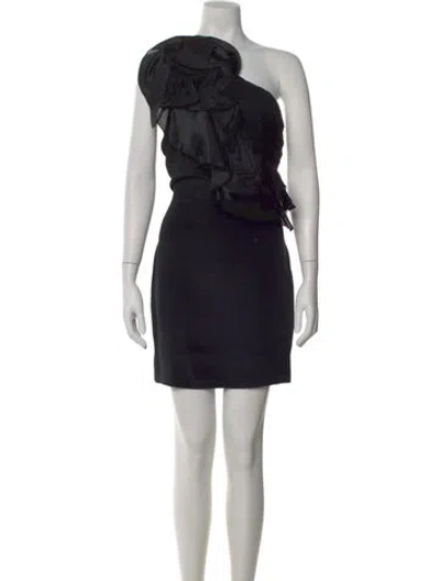 Pre-owned Marchesa Notte Silk Mini Dress In Black
