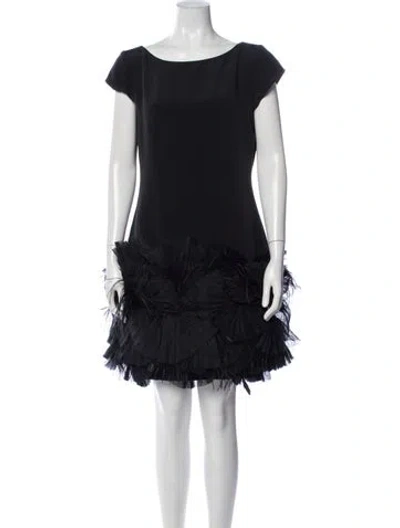 Pre-owned Marchesa Notte Silk Mini Dress In Black