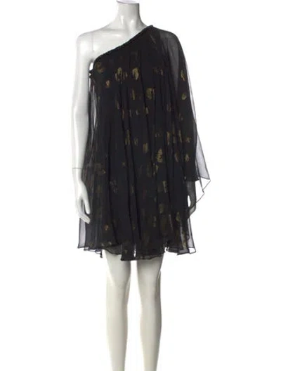 Pre-owned Marchesa Notte Silk Mini Dress In Black