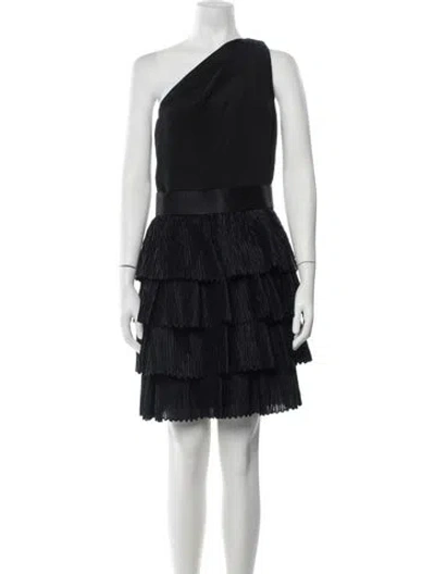 Pre-owned Marchesa Notte Silk Mini Dress In Black