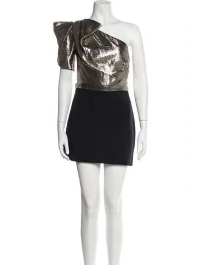 Pre-owned Marchesa Notte Silk Mini Dress In Black/gold