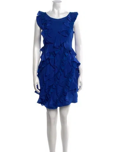 Pre-owned Marchesa Notte Silk Mini Dress In Blue