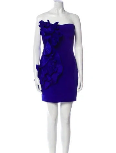 Pre-owned Marchesa Notte Silk Mini Dress In Blue