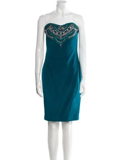 Pre-owned Marchesa Notte Silk Mini Dress In Blue