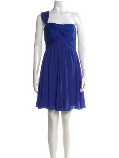 Pre-owned Marchesa Notte Silk Mini Dress In Blue