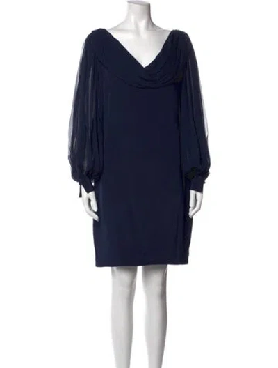 Pre-owned Marchesa Notte Silk Mini Dress In Blue