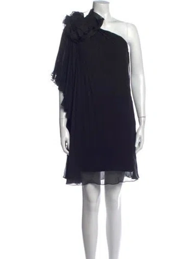 Pre-owned Marchesa Notte Silk Mini Dress In Blue