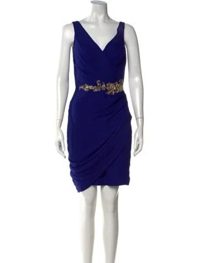 Pre-owned Marchesa Notte Silk Mini Dress In Blue