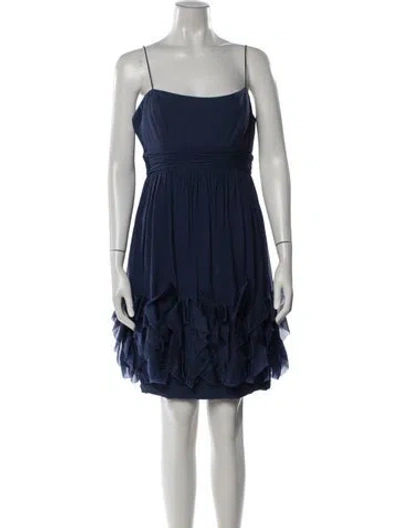 Pre-owned Marchesa Notte Silk Mini Dress In Blue