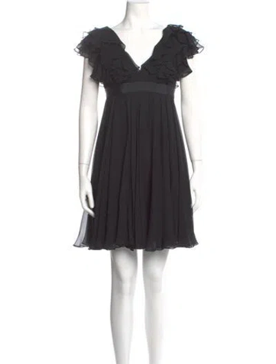 Pre-owned Marchesa Notte Silk Mini Dress In Gray