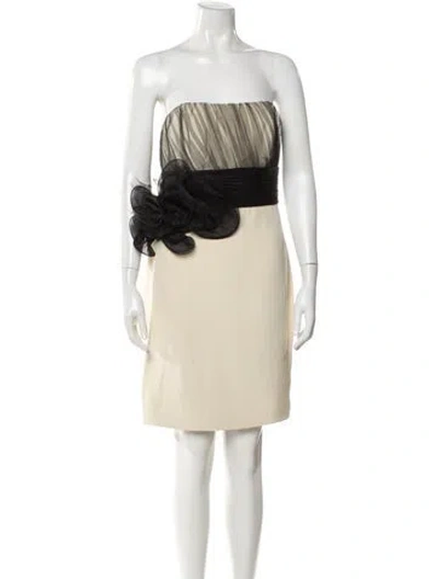 Pre-owned Marchesa Notte Silk Mini Dress In Neutral