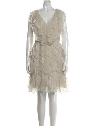 Pre-owned Marchesa Notte Silk Mini Dress In Neutral