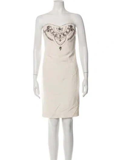 Pre-owned Marchesa Notte Silk Mini Dress In Neutrals
