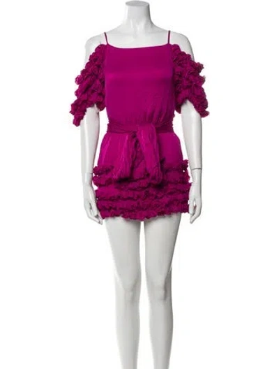 Pre-owned Marchesa Notte Silk Mini Dress In Pink