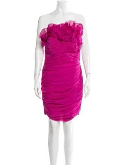 Pre-owned Marchesa Notte Silk Mini Dress In Pink