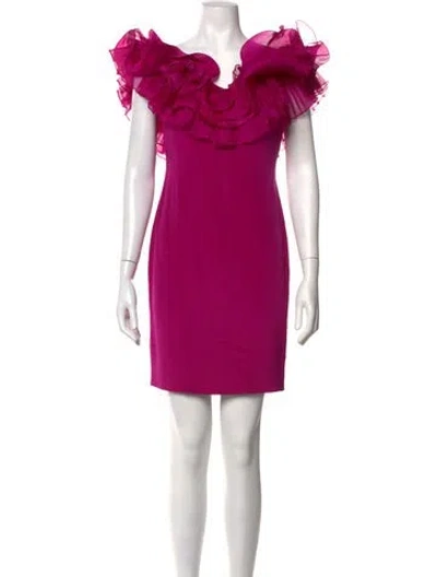 Pre-owned Marchesa Notte Silk Mini Dress In Pink