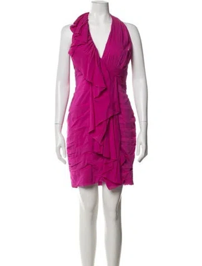 Pre-owned Marchesa Notte Silk Mini Dress In Pink