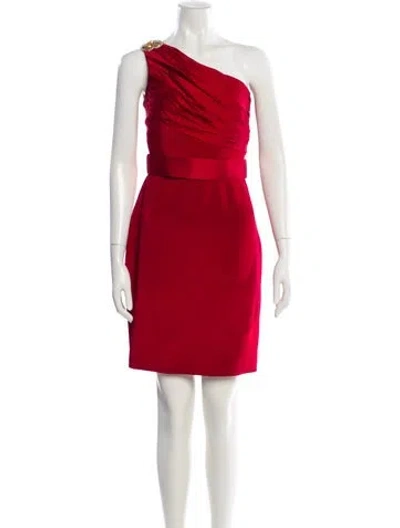 Pre-owned Marchesa Notte Silk Mini Dress In Red