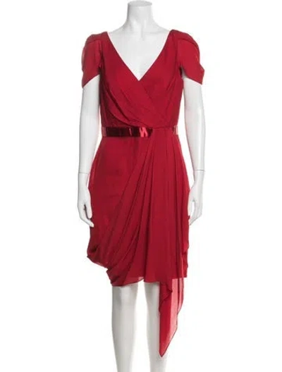 Pre-owned Marchesa Notte Silk Mini Dress In Red