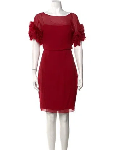 Pre-owned Marchesa Notte Silk Mini Dress In Red