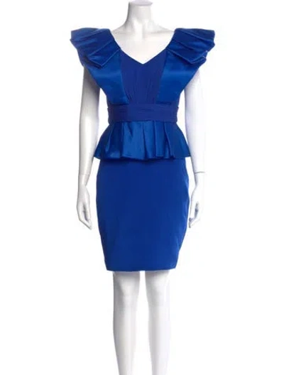 Pre-owned Marchesa Notte Silk Mini Dress W/ Tags In Blue