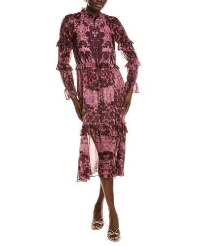 Marchesa Notte Silk-blend Midi Dress In Multi