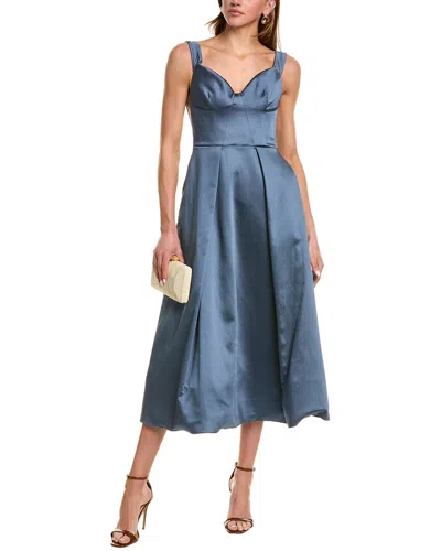 Marchesa Notte Silk-blend Mikado Midi Dress In Blue
