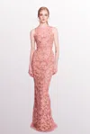 Marchesa Notte Sleeveless Corded Lace Dress In Multi