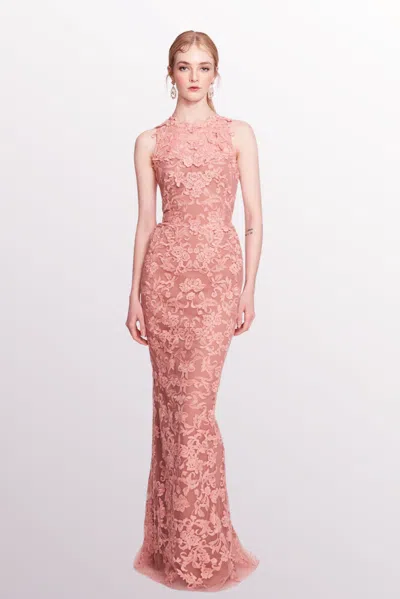 Marchesa Notte Sleeveless Corded Lace Dress In Multi