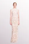 Marchesa Notte Sleeveless Lace Column Gown In Multi