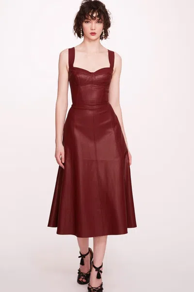 Marchesa Notte Sleeveless Faux Leather Midi-dress In Multi