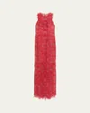 Marchesa Notte Sleeveless Lace Column Gown In Burgundy