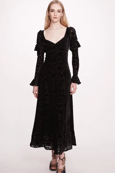 Marchesa Notte Slim Ruffle Sleeve Midi Dress In Multi