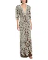 Marchesa Notte Soho Embroidered Gown In Brown