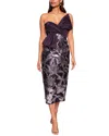 Marchesa Notte Lotus Sequin Midi Dress In Purple