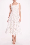 Marchesa Notte Lace-detailing Midi Dress In Multi
