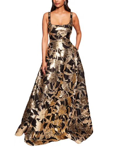 Marchesa Notte Square Neck Strapless Bal Long Gown In Multi