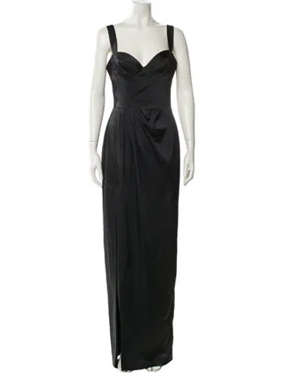 Pre-owned Marchesa Notte Square Neckline Long Dress In Black