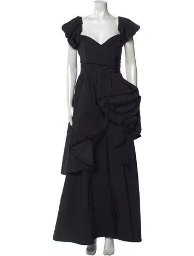 Pre-owned Marchesa Notte Square Neckline Long Dress In Black