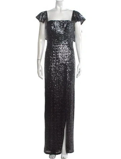 Pre-owned Marchesa Notte Square Neckline Long Dress In Black