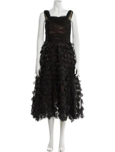 Pre-owned Marchesa Notte Square Neckline Long Dress In Black