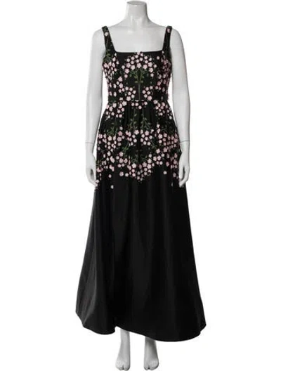 Pre-owned Marchesa Notte Square Neckline Long Dress In Black