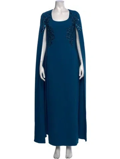 Pre-owned Marchesa Notte Square Neckline Long Dress In Blue
