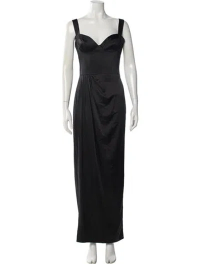 Pre-owned Marchesa Notte Square Neckline Long Dress In Gray