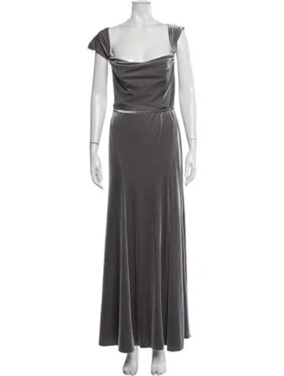 Pre-owned Marchesa Notte Square Neckline Long Dress In Gray