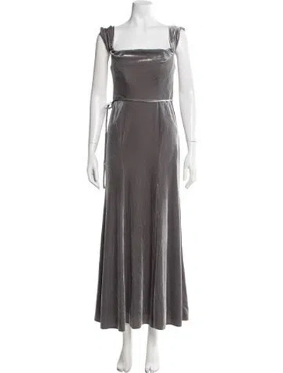 Pre-owned Marchesa Notte Square Neckline Long Dress In Gray
