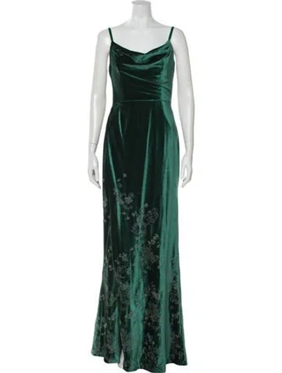 Pre-owned Marchesa Notte Square Neckline Long Dress In Green