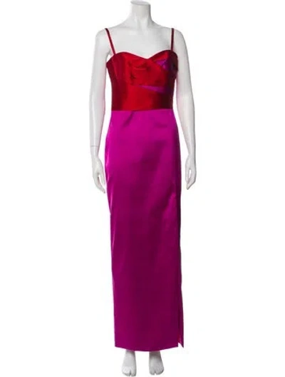 Pre-owned Marchesa Notte Square Neckline Long Dress In Purple