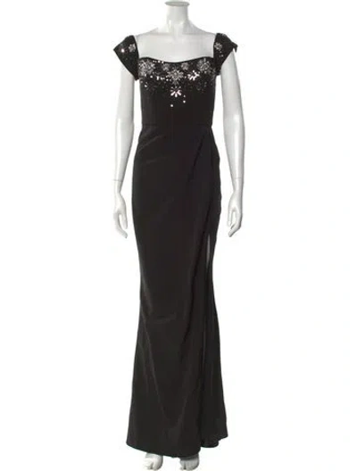 Pre-owned Marchesa Notte Square Neckline Long Dress W/ Tags In Black